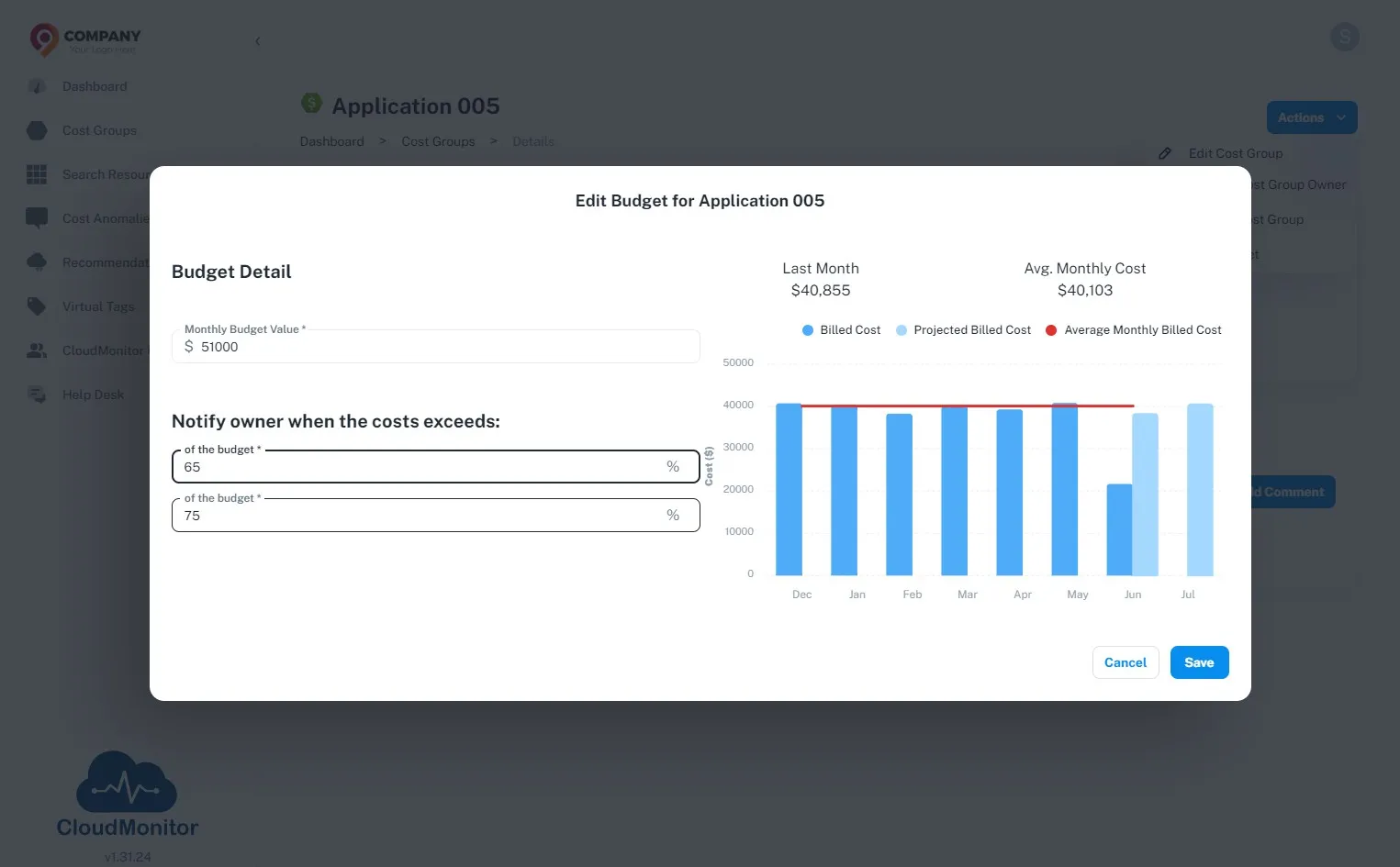 Enter the final threshold value which you will be notified when it is exceeded