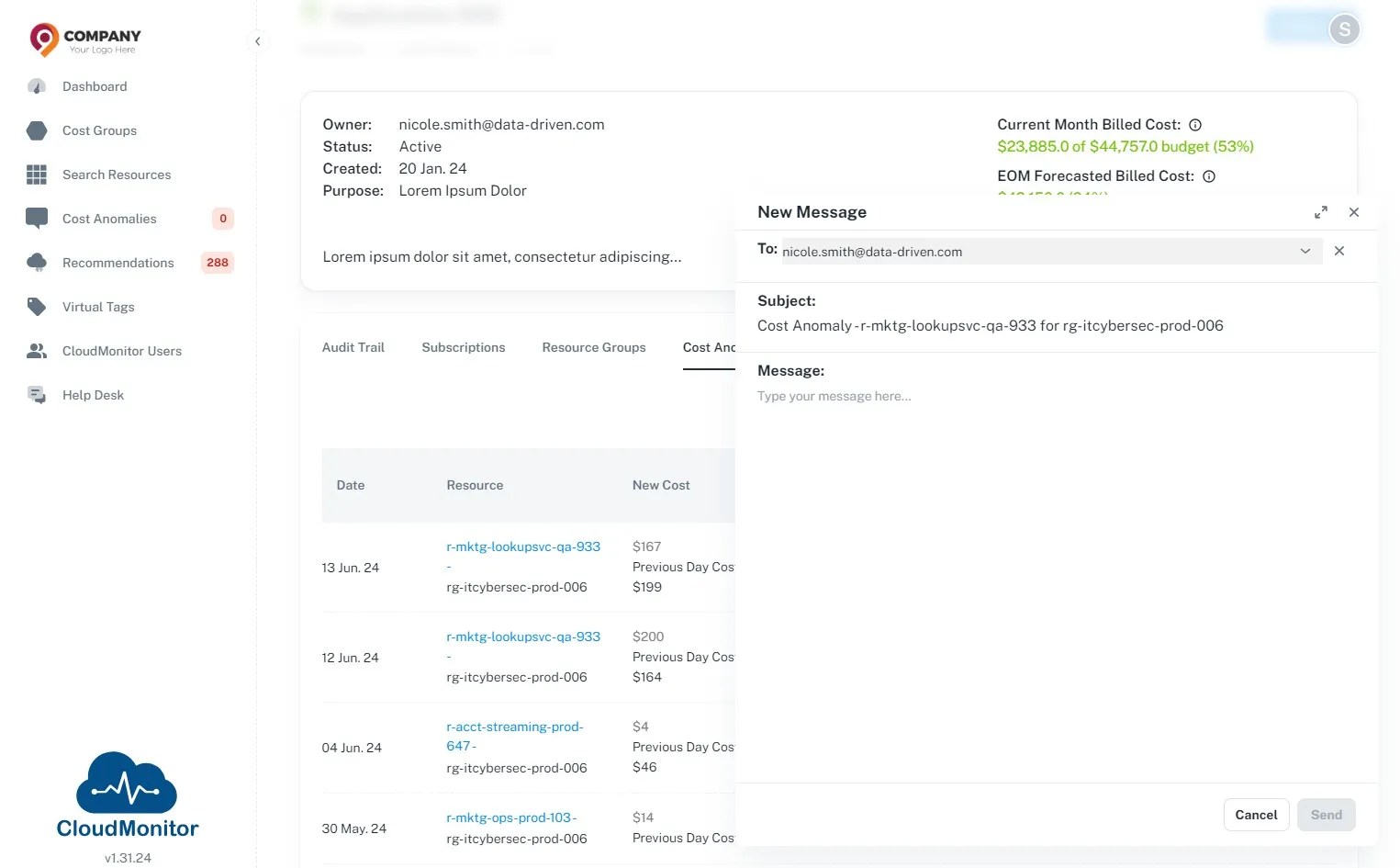 Select the person who needs to be delegated and write a meaningful message to the assignee mentioning this needs to be investigated