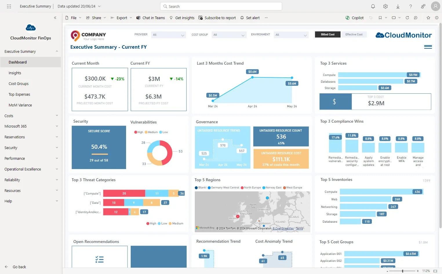 Navigate to the Power BI app and click on the report you need to create the alert
