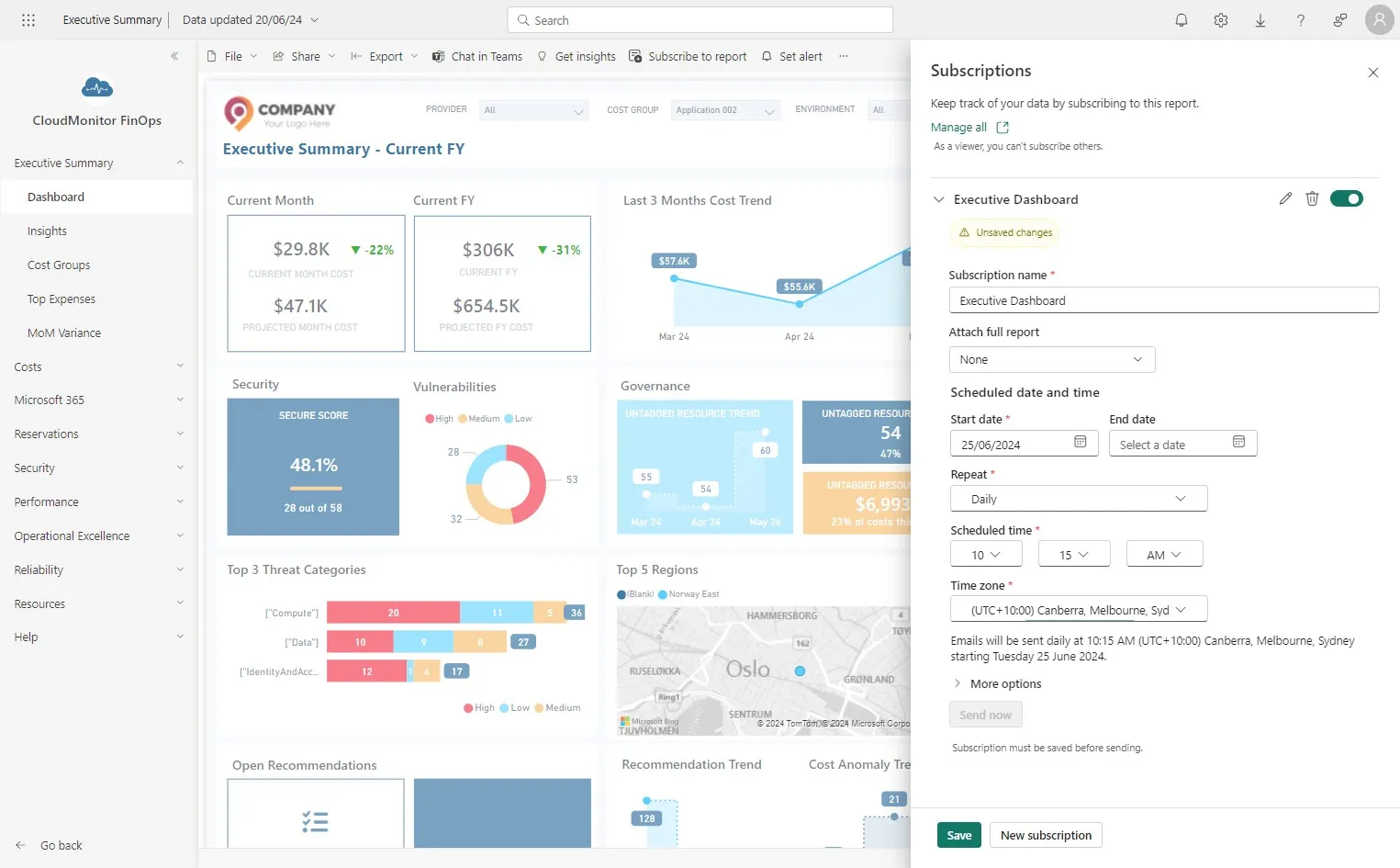 Subscription form between scheduling and the email content section
