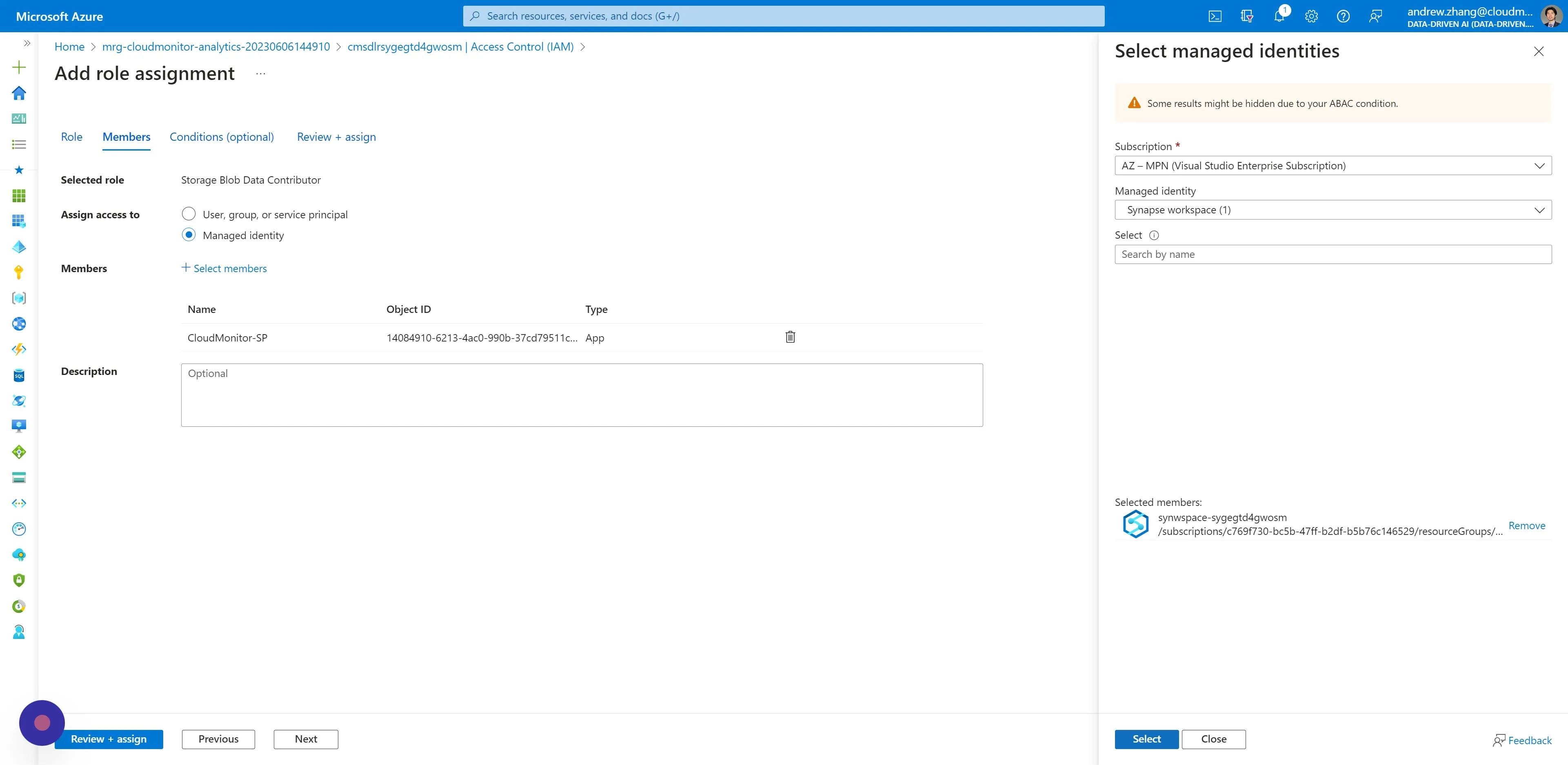Then click "Select" and then click "Review + assign"
