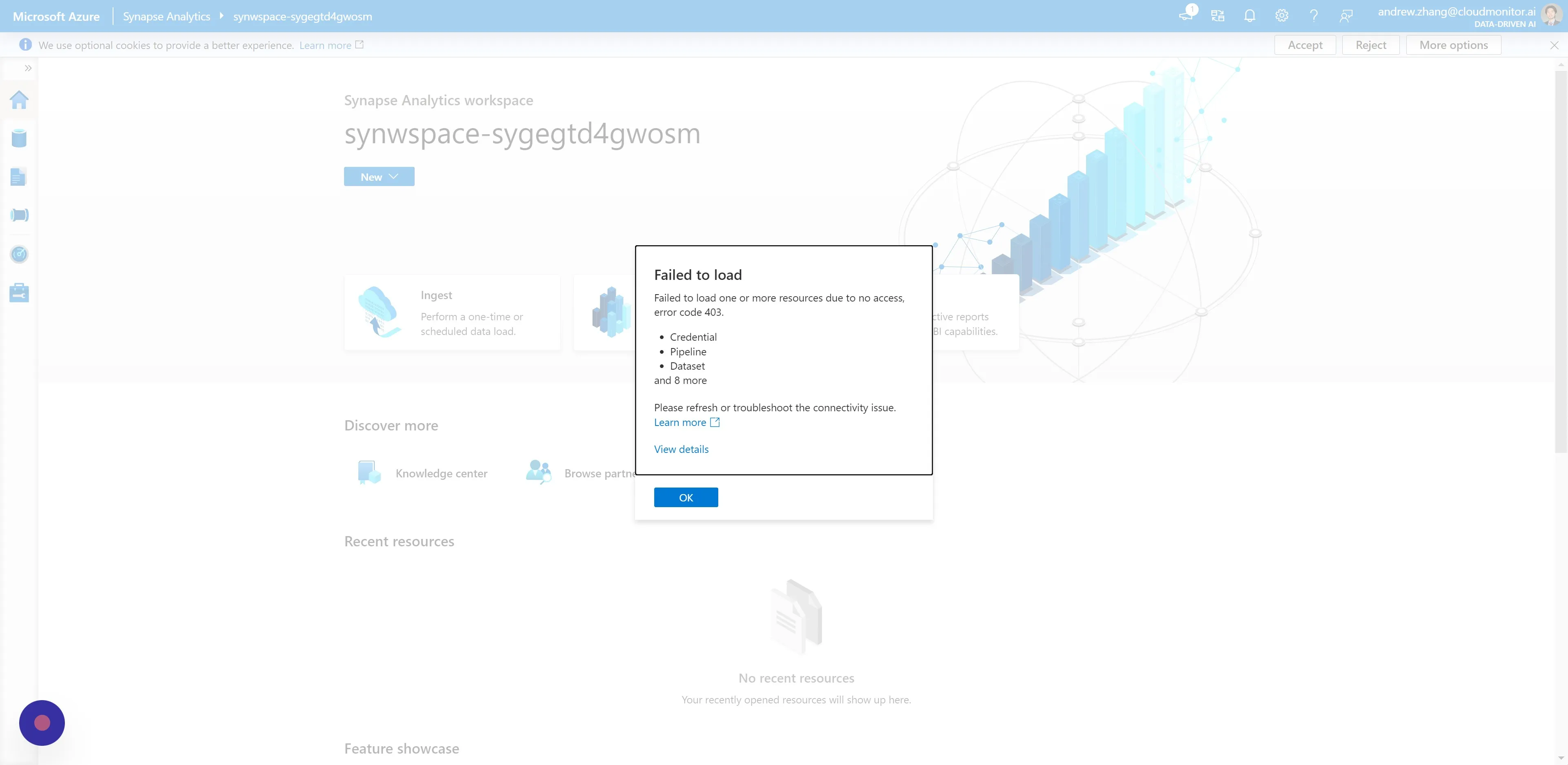 After authenticating successfully, you will be redirected to a new window and be confronted with a 403 error code