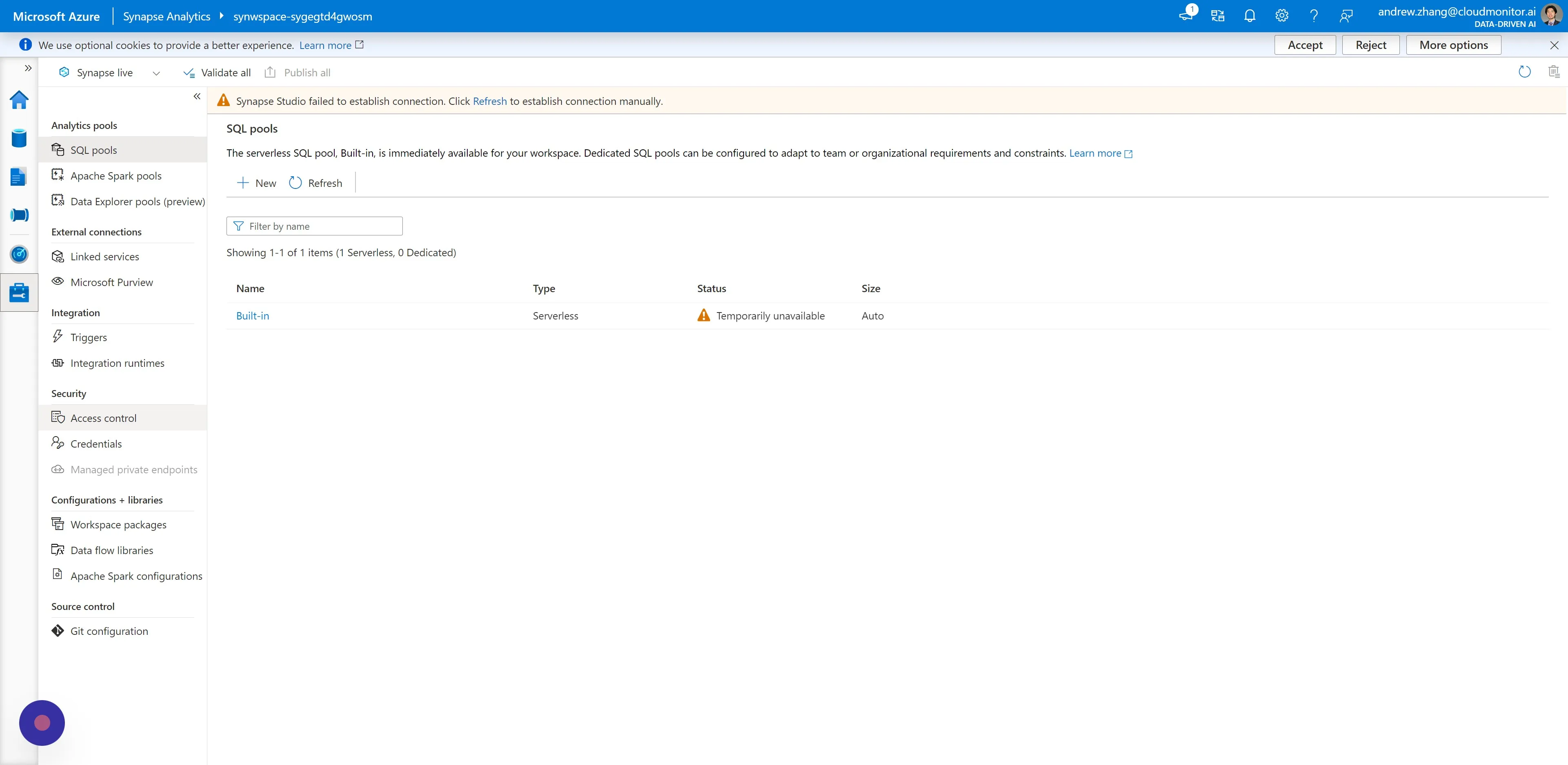 Under Security, click "Access control"