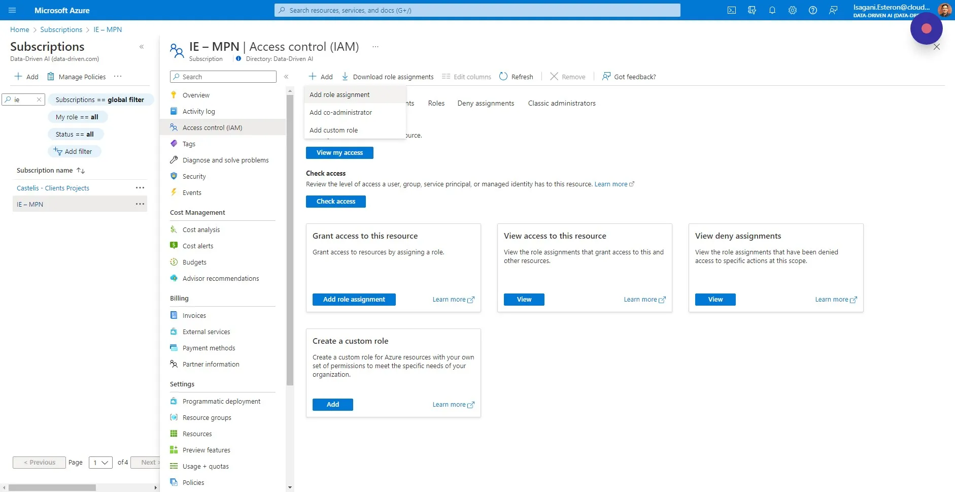 Choose "Add role assignment"