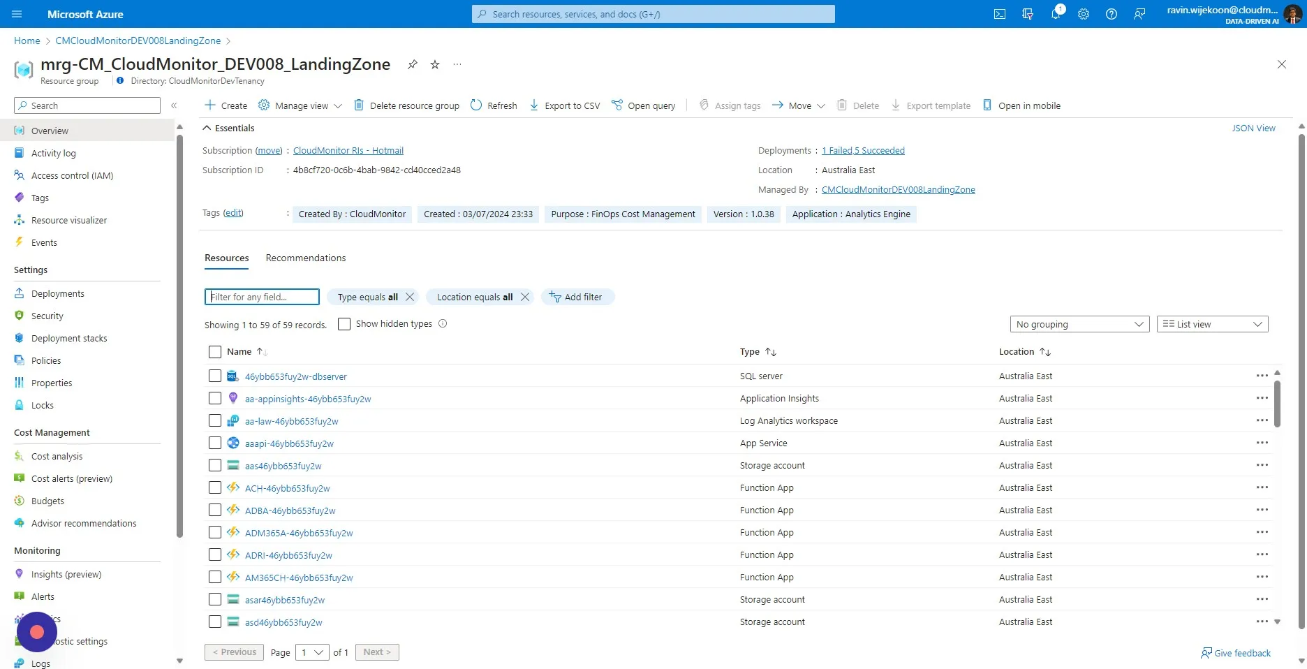 Now go back to your CloudMonitor Managed Resource Group