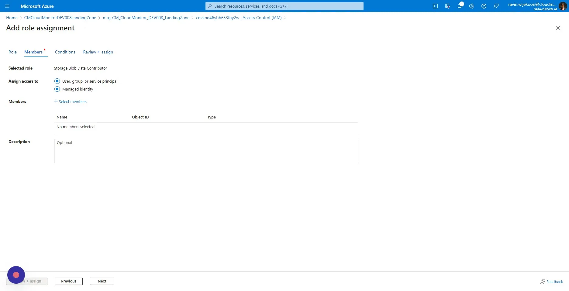 Select "Managed Identity"