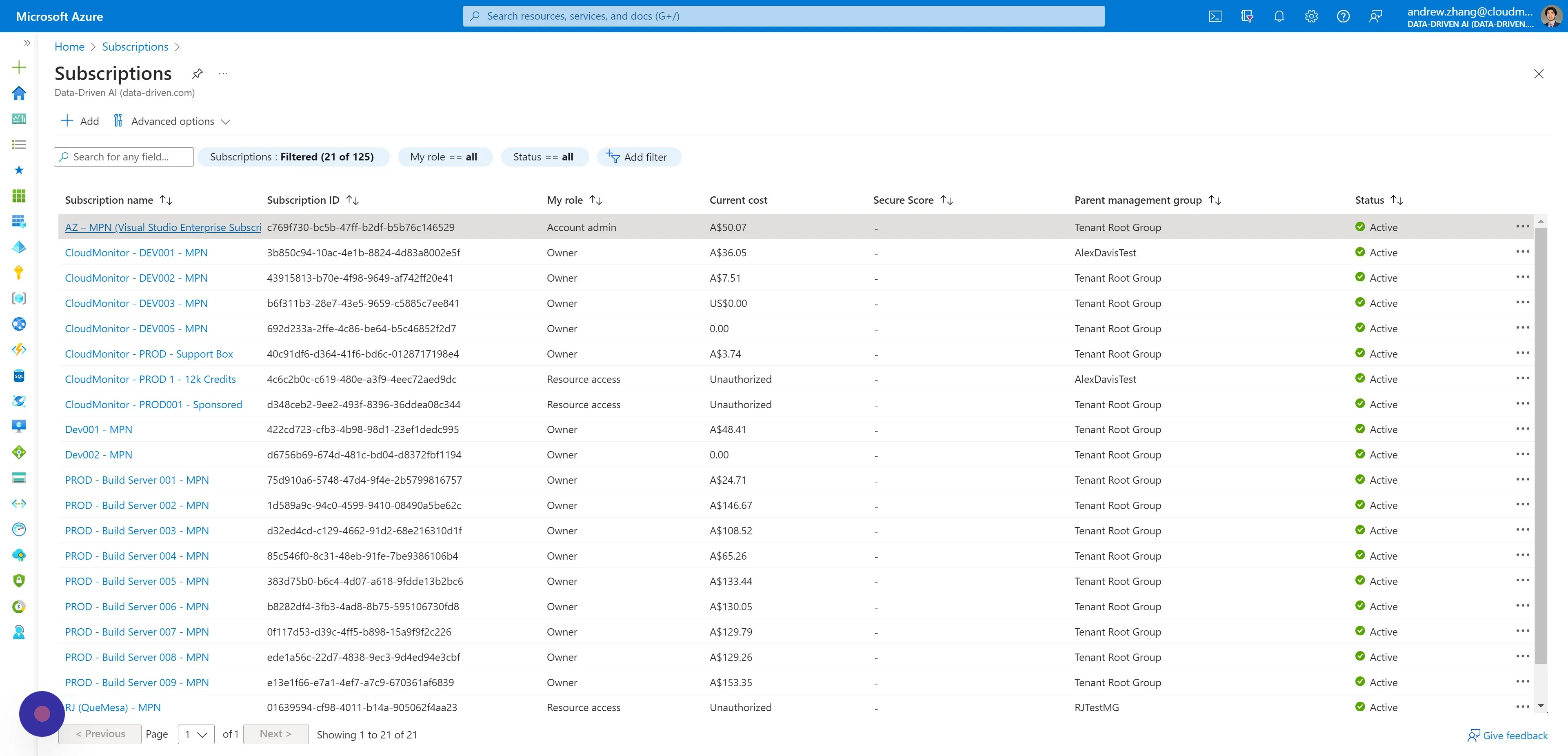 Navigate to Subscriptions - Microsoft Azure and select the same Subscription the Storage Account will be located in