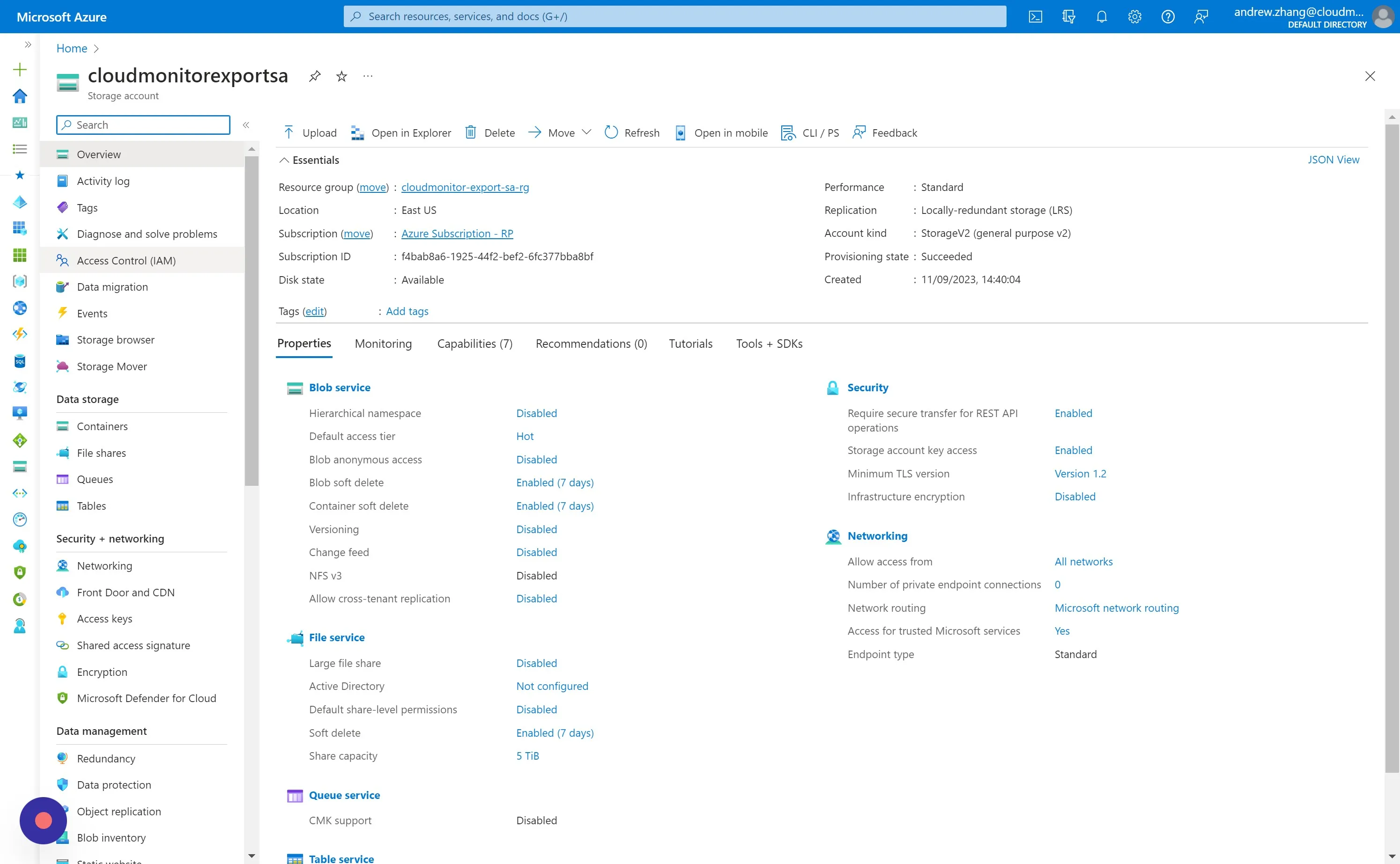 Navigate to the Storage Account Resource we just created