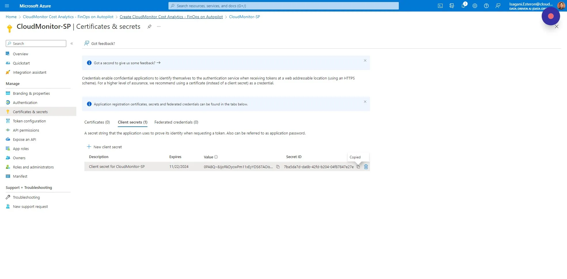 Click "Create CloudMonitor Cost Analytics - FinOps on Autopilot" to go back to the installation wizard