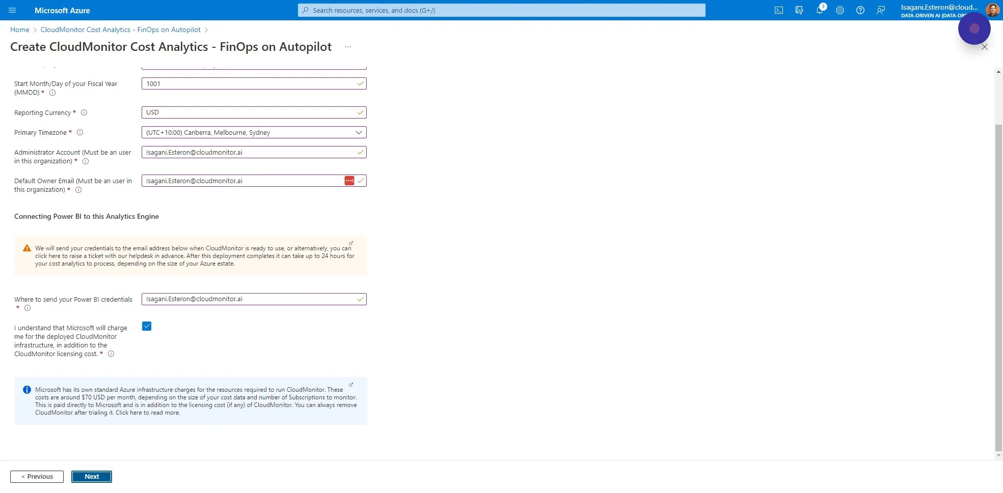 Click on "Next" to proceed to the next tab