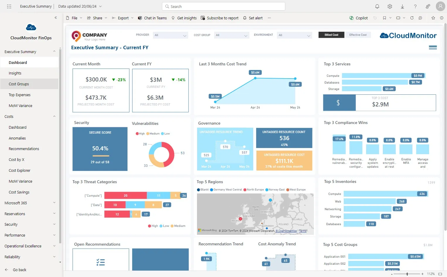 Navigate to Power BI app and Click "Cost Groups"