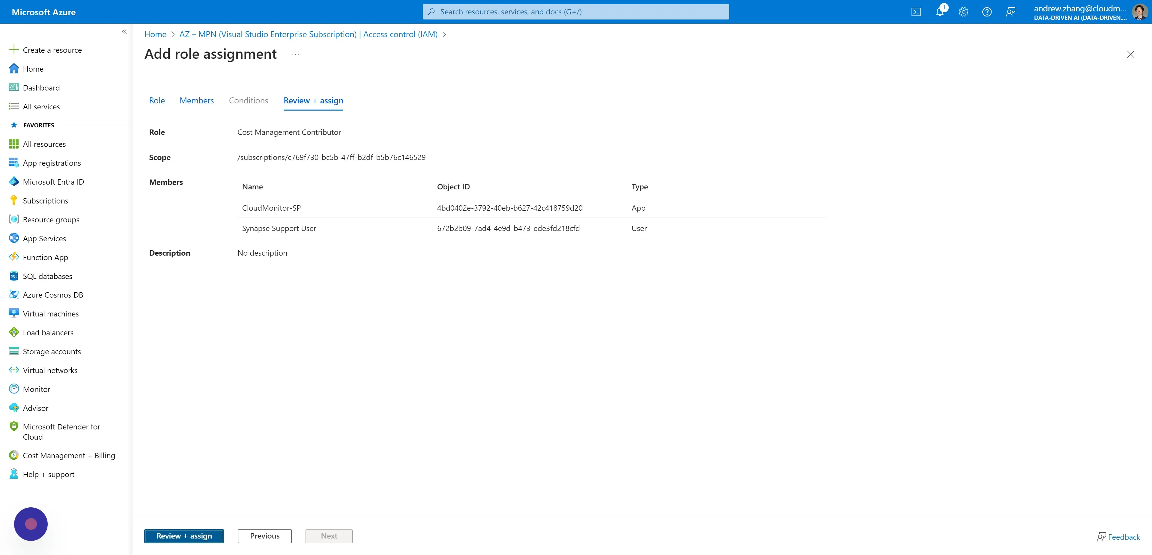 Switch to the Review + assign tab and "Review + assign"