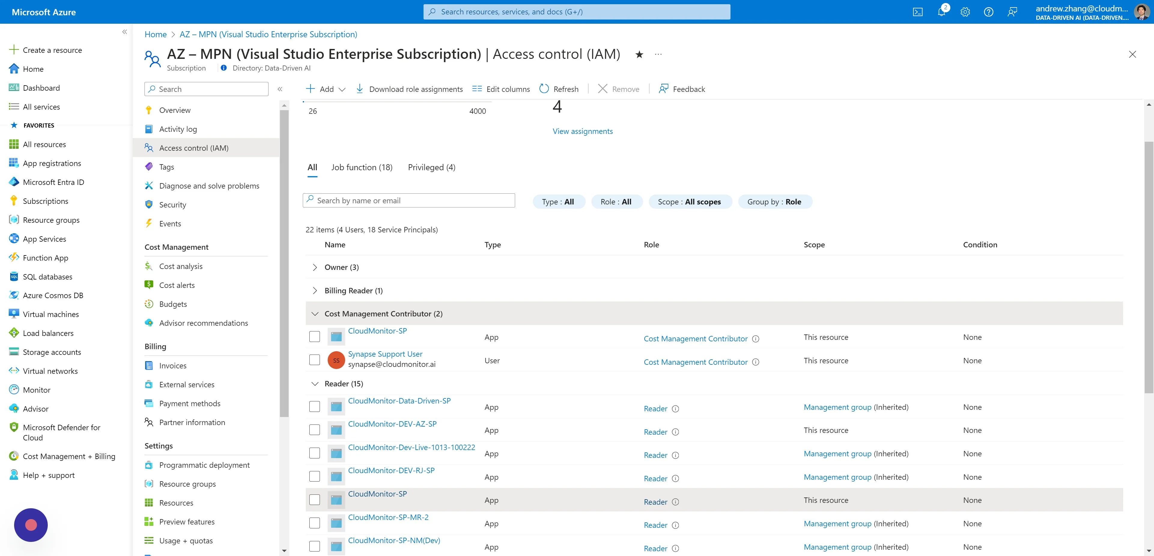 Please repeat this process for any additional Subscriptions that require similar access