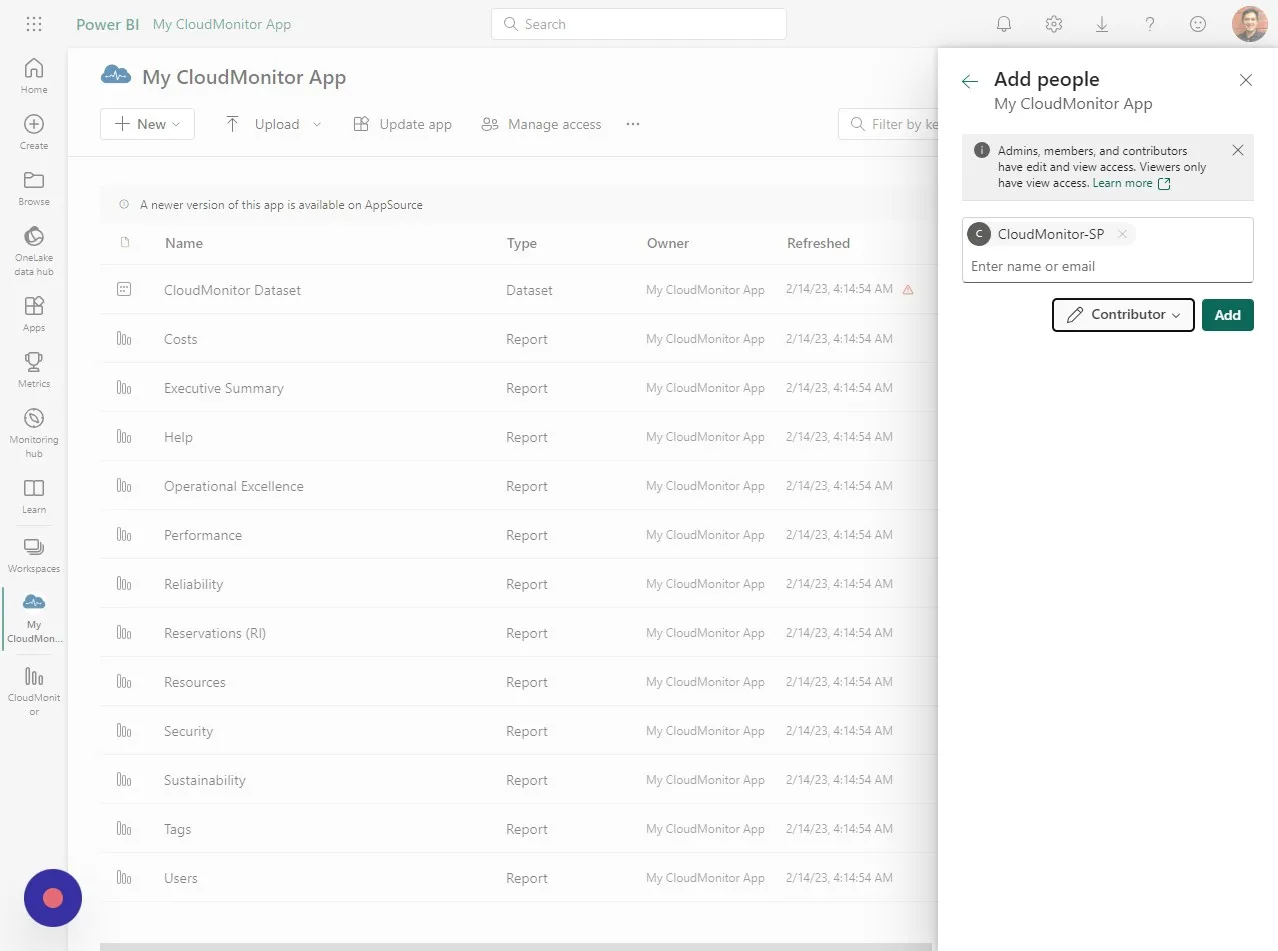 Click "Add" to grant access