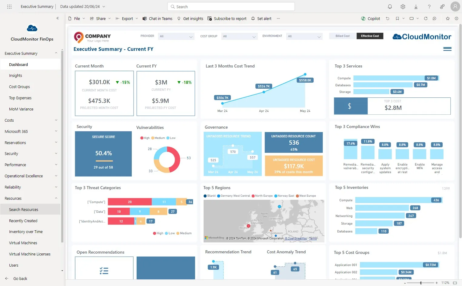 Click "Search Resources" in the Power BI app