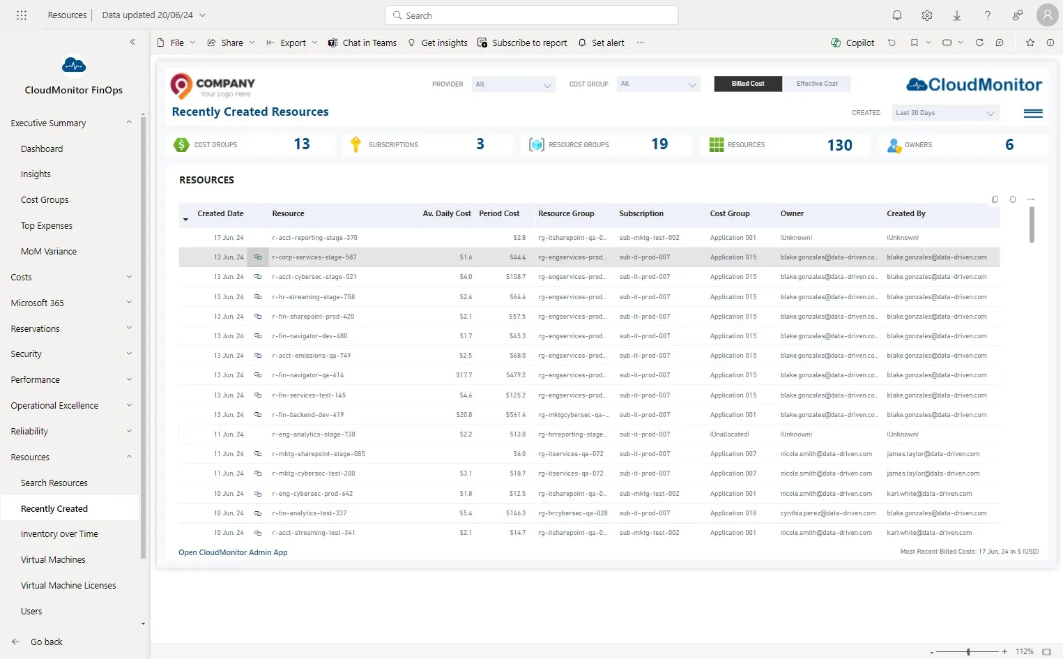 This is the list of resource which was created within lasdt 30 days.\ \ Users can click this link to view the Resource in Azure Portal