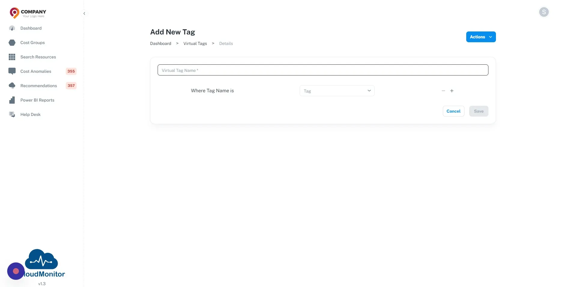 Enter a name in the "Virtual Tag Name" field