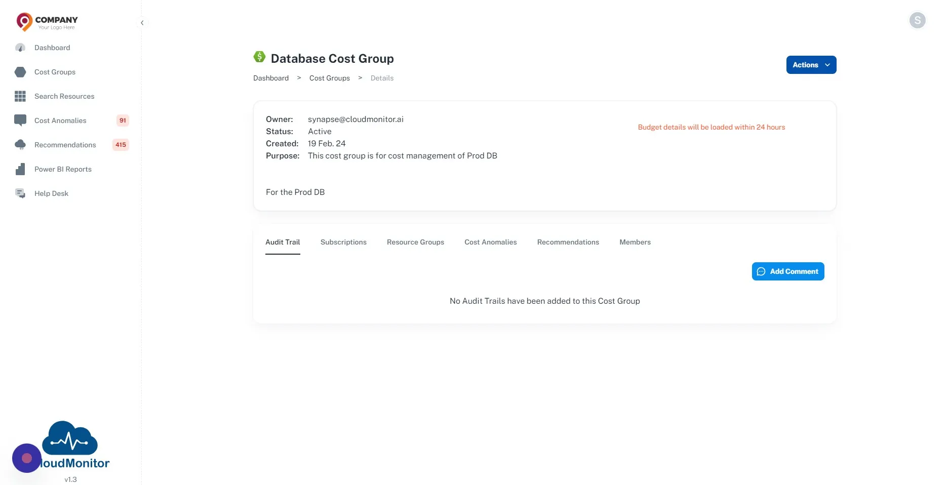 If you haven't created any Cost Groups please refer to this article