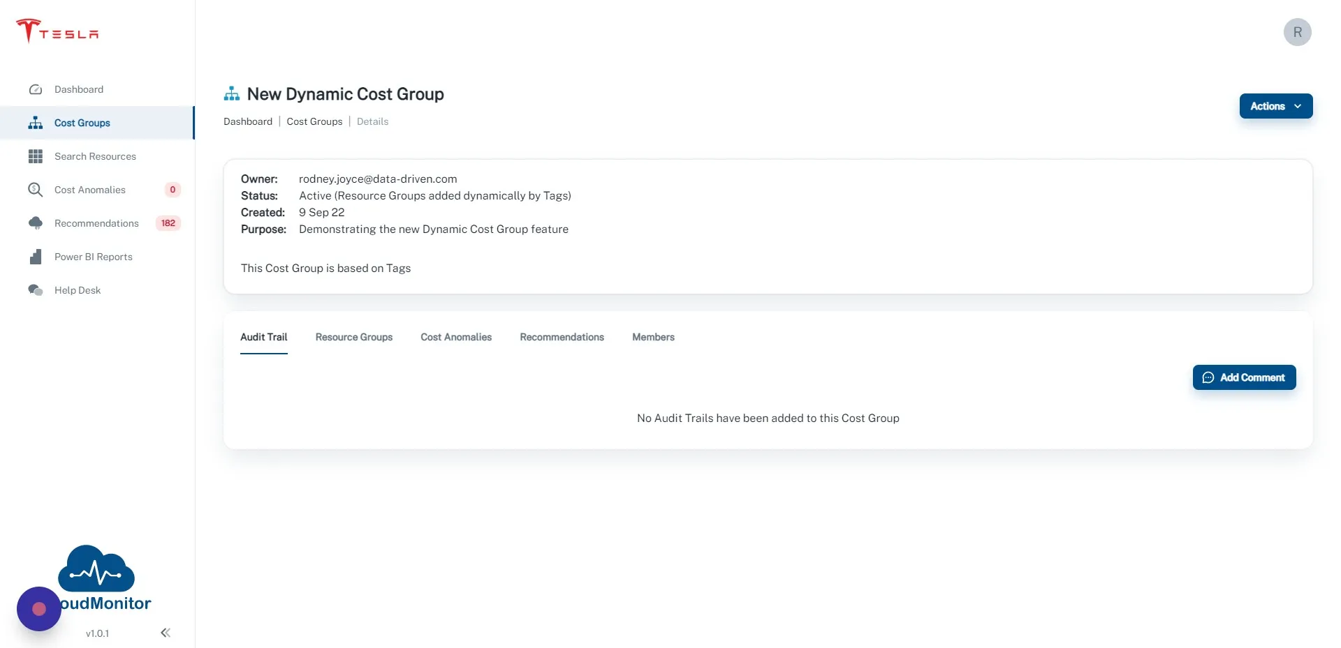 Click on the "Resource Groups" tab