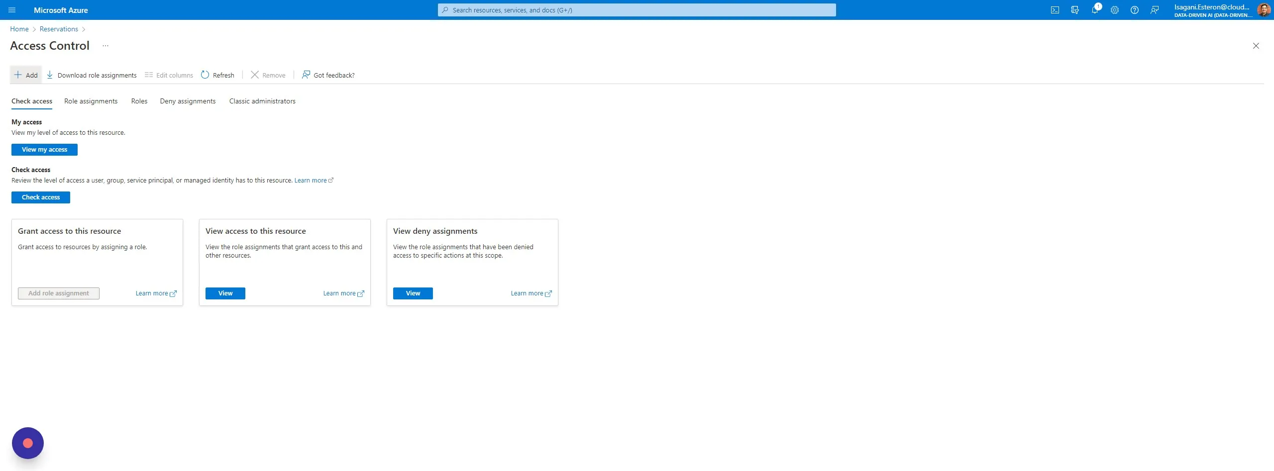 Click " + Add" and "Add role assignment"