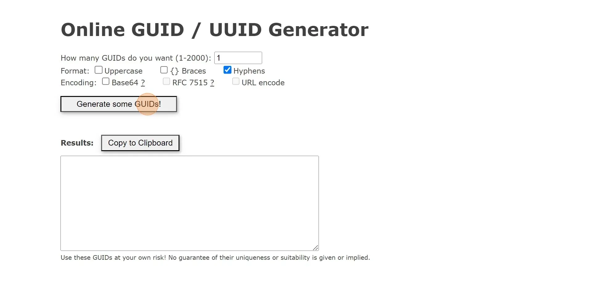 For the second input, we need to provide a random, unique GUID