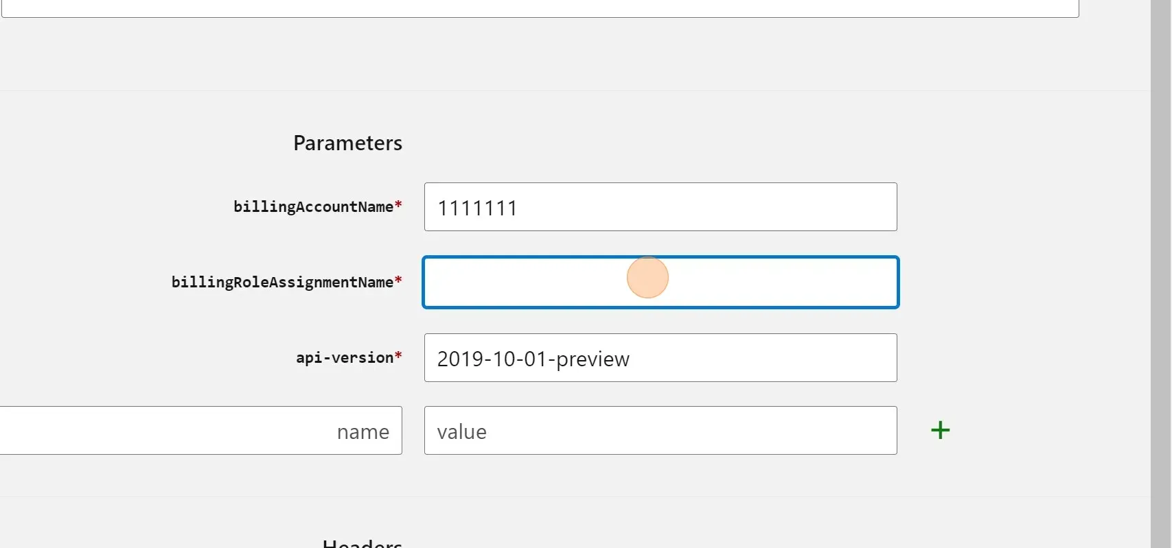 Paste the GUID in the billingRoleAssignmentName input field