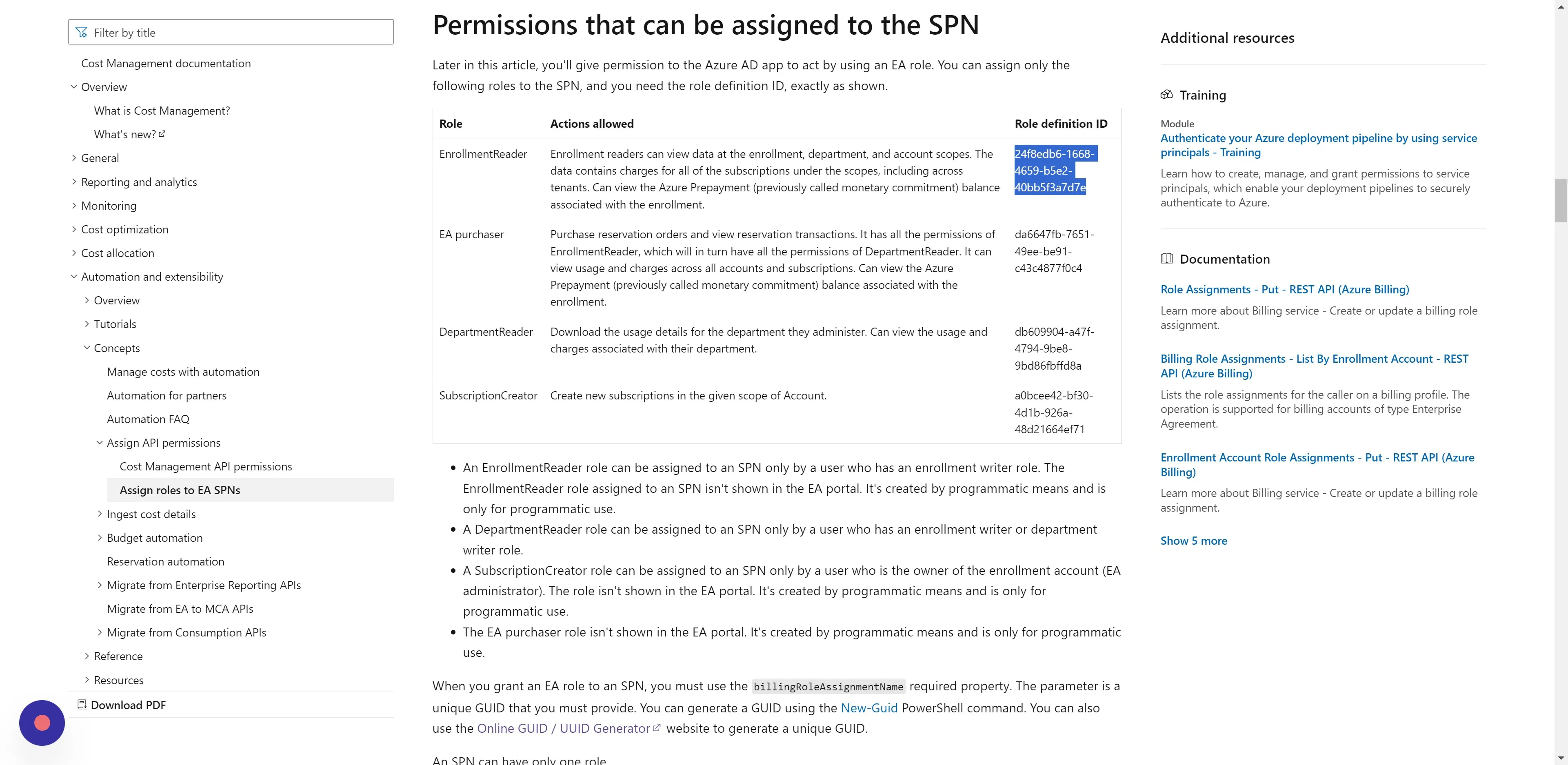 Note: "24f8edb6-1668-4659-b5e2-40bb5f3a7d7e" represents the role definition ID for the EnrollmentReader role