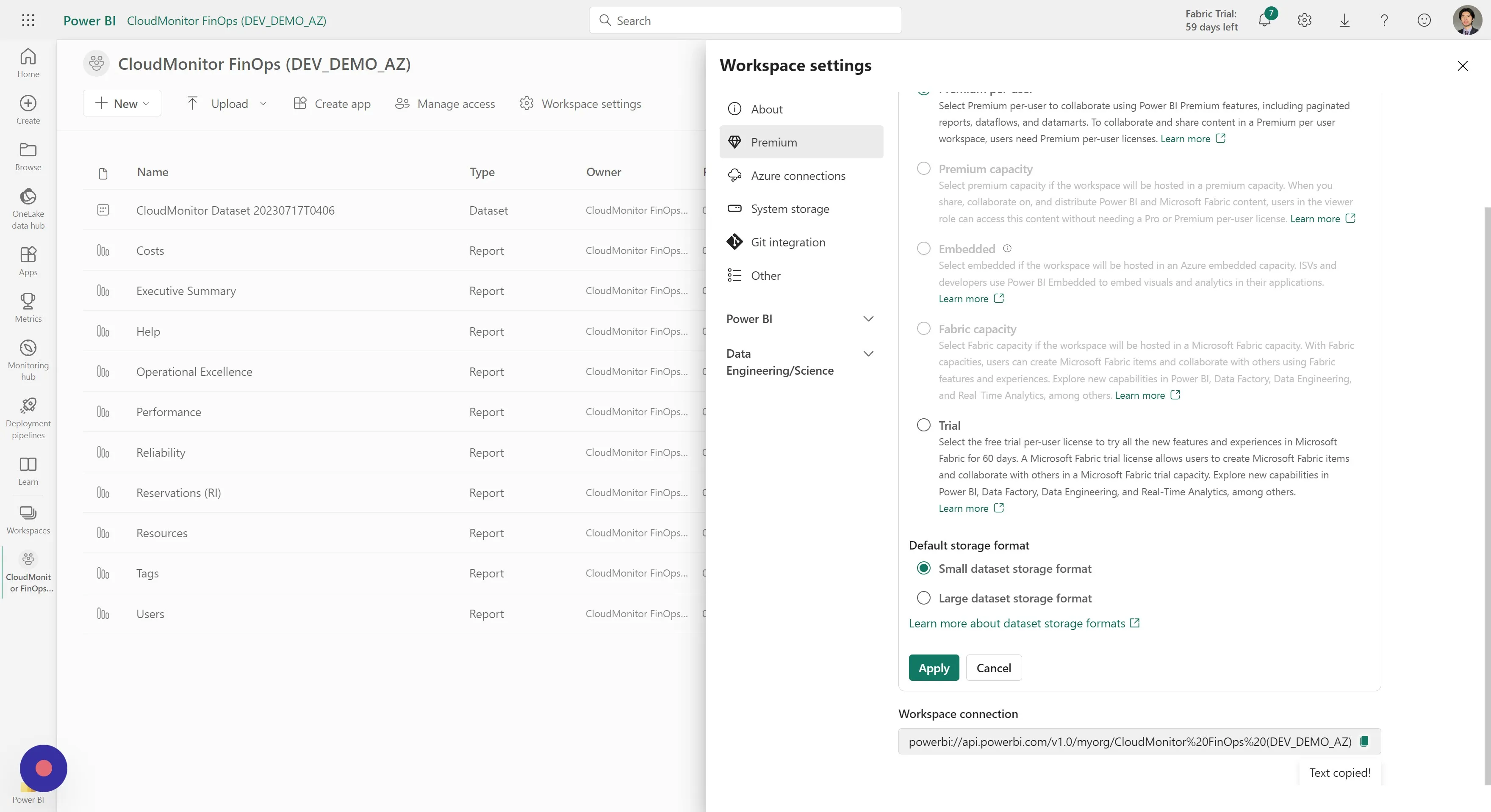 • Your Workspace URL can be obtained from the address bar