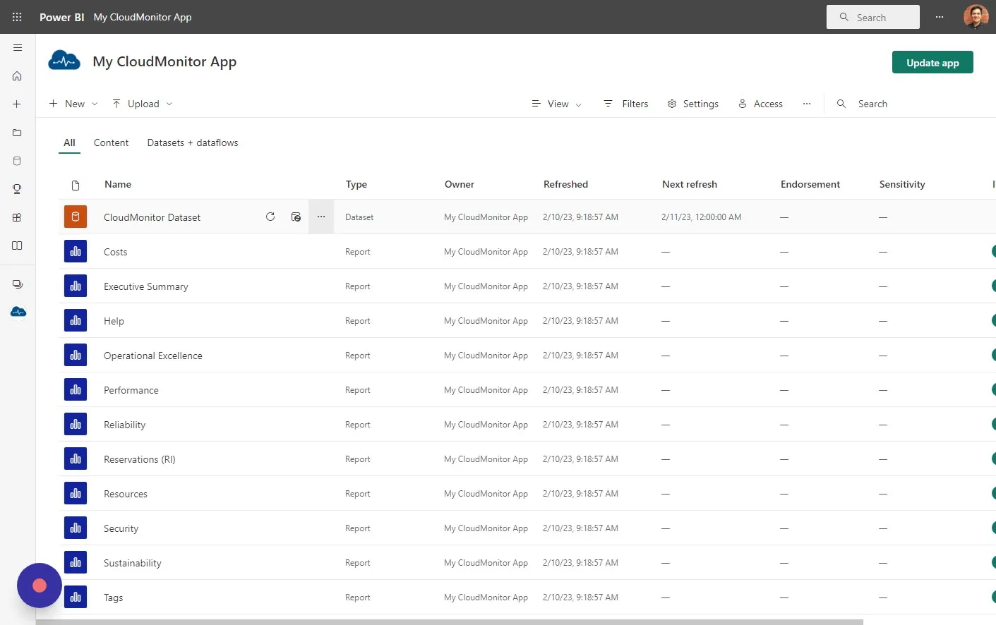 On your CloudMonitor Dataset, click on the 3 dots to show more options