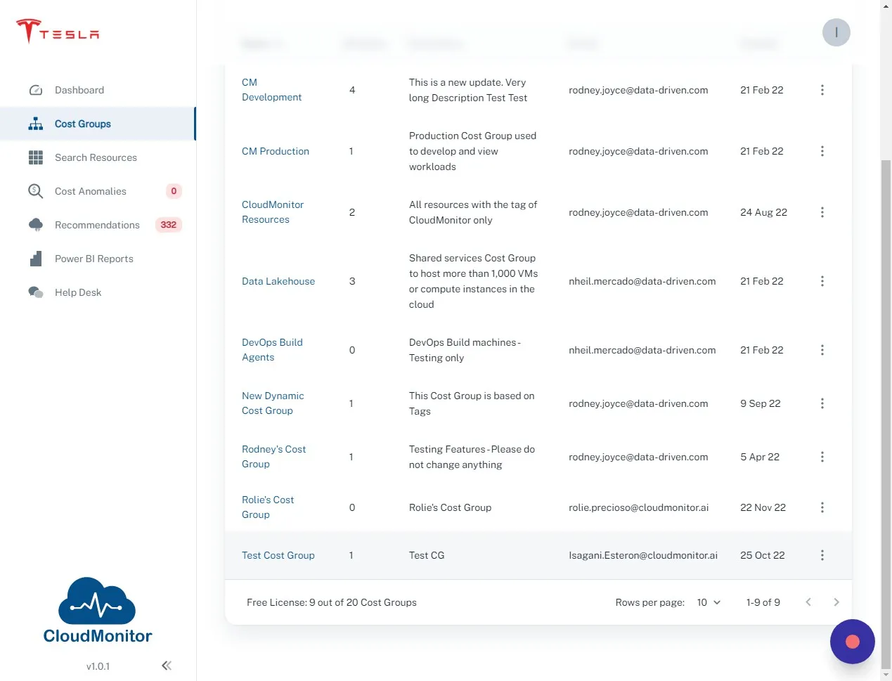 Select the Cost Group you want your new user to be able to access