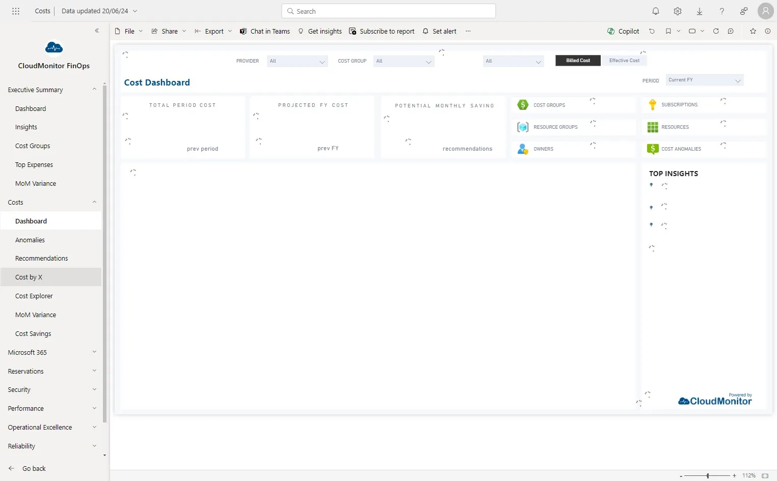 Click "Cost by X" on the Costs page