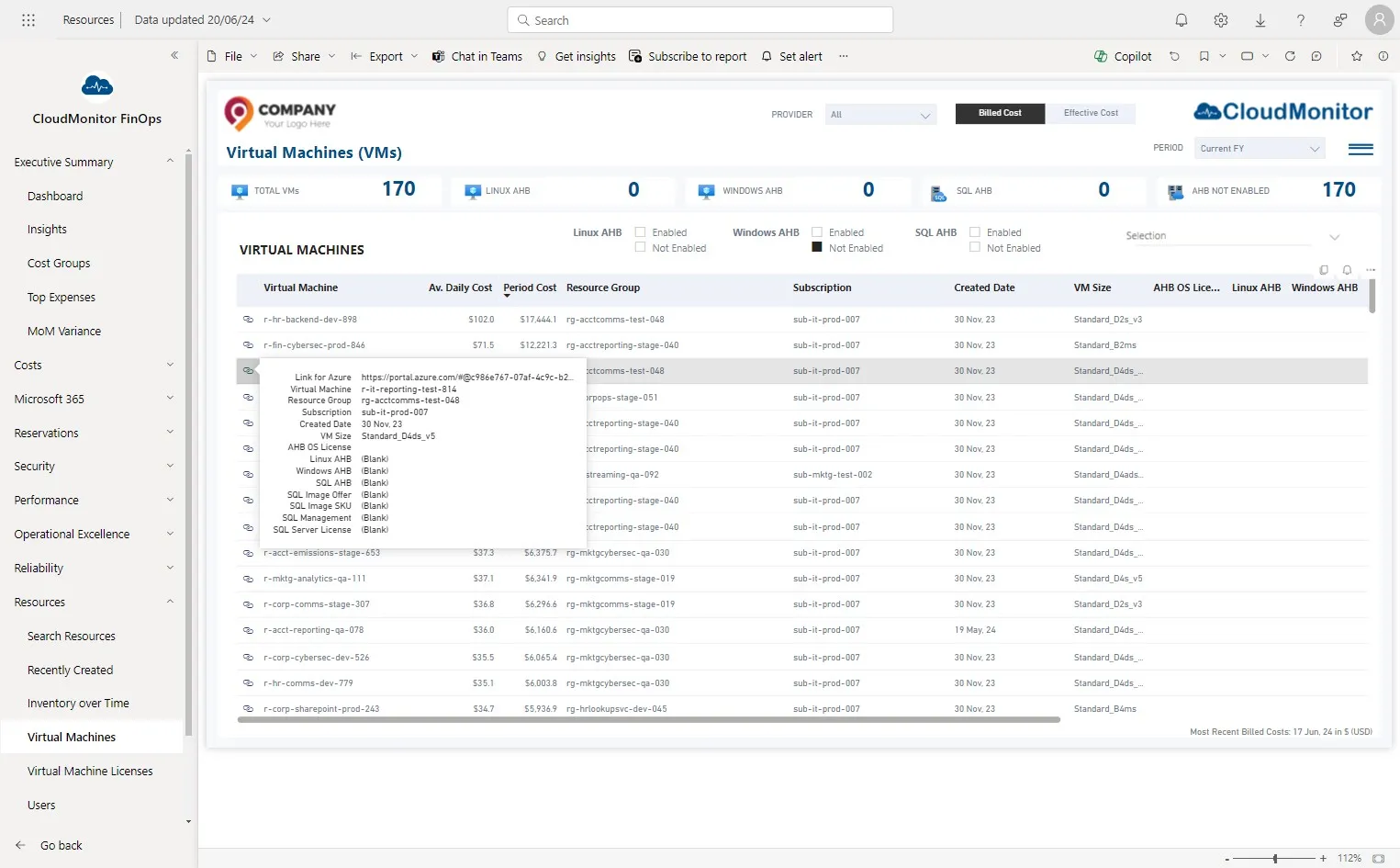 Users can click on this icon to view the VM in Azure Portal