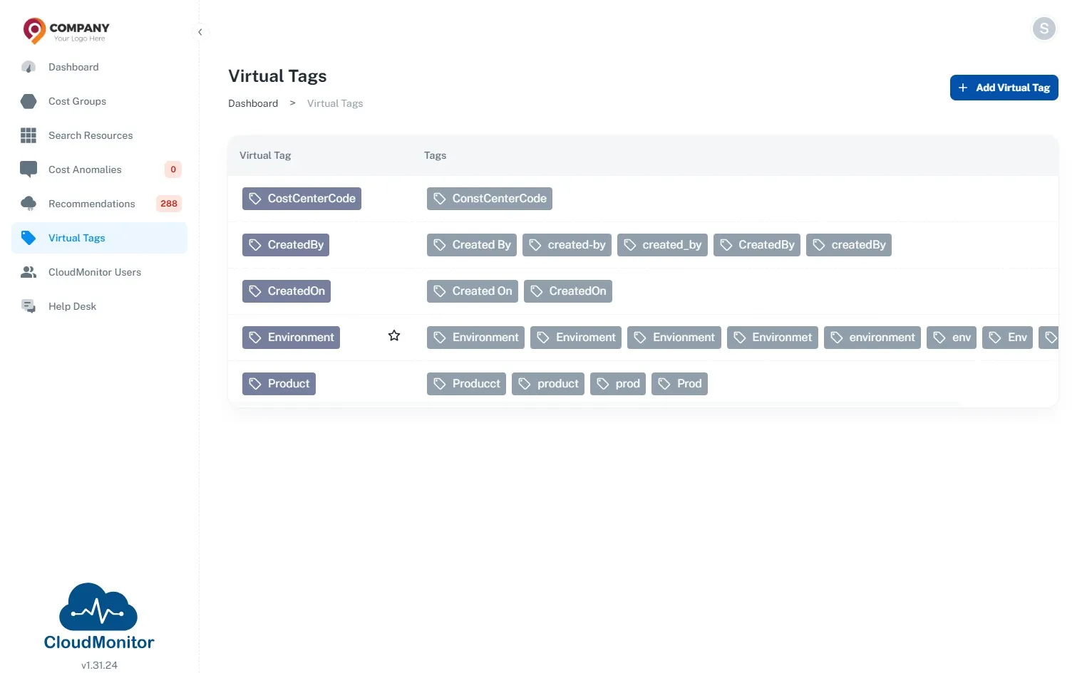 Click "Add Virtual Tag"