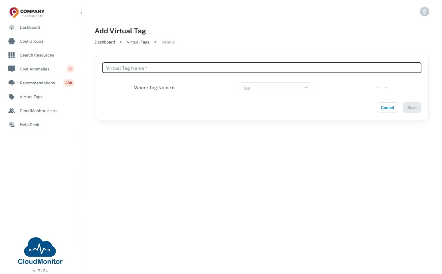 Enter a name for the Virtual Tag.\ \ Note - This name will mention in the report instead of the wrong tag names