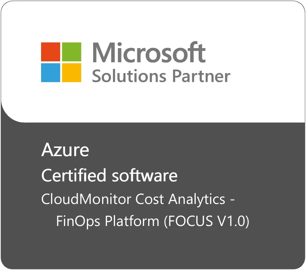 Microsoft Solutions Partner with certified software for Azure — CloudMonitor Cost Analytics — FinOps Platform (FOCUS V1.0)