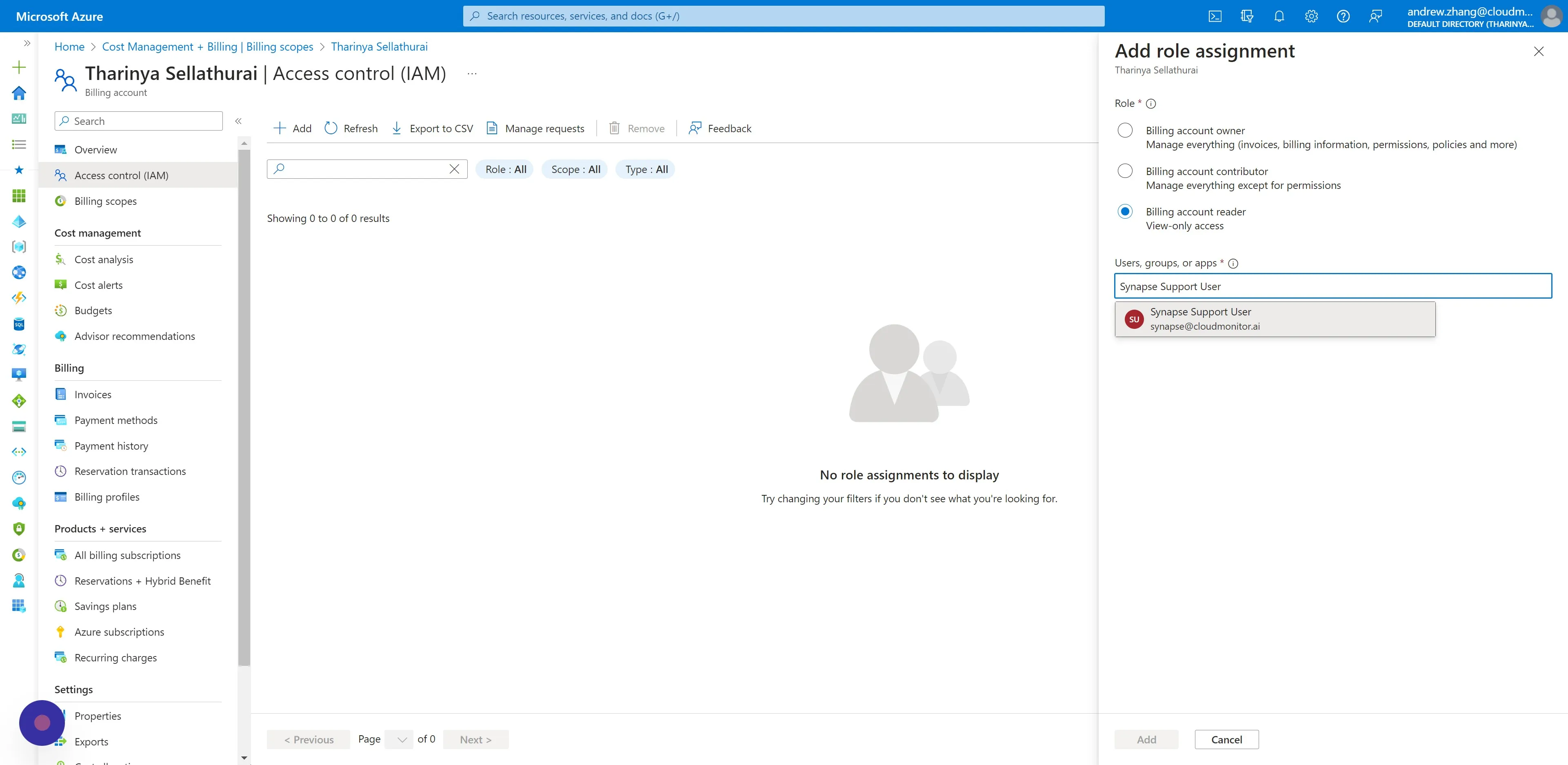 Lastly, select the B2B Synapse User you added for CloudMonitor and click on Add