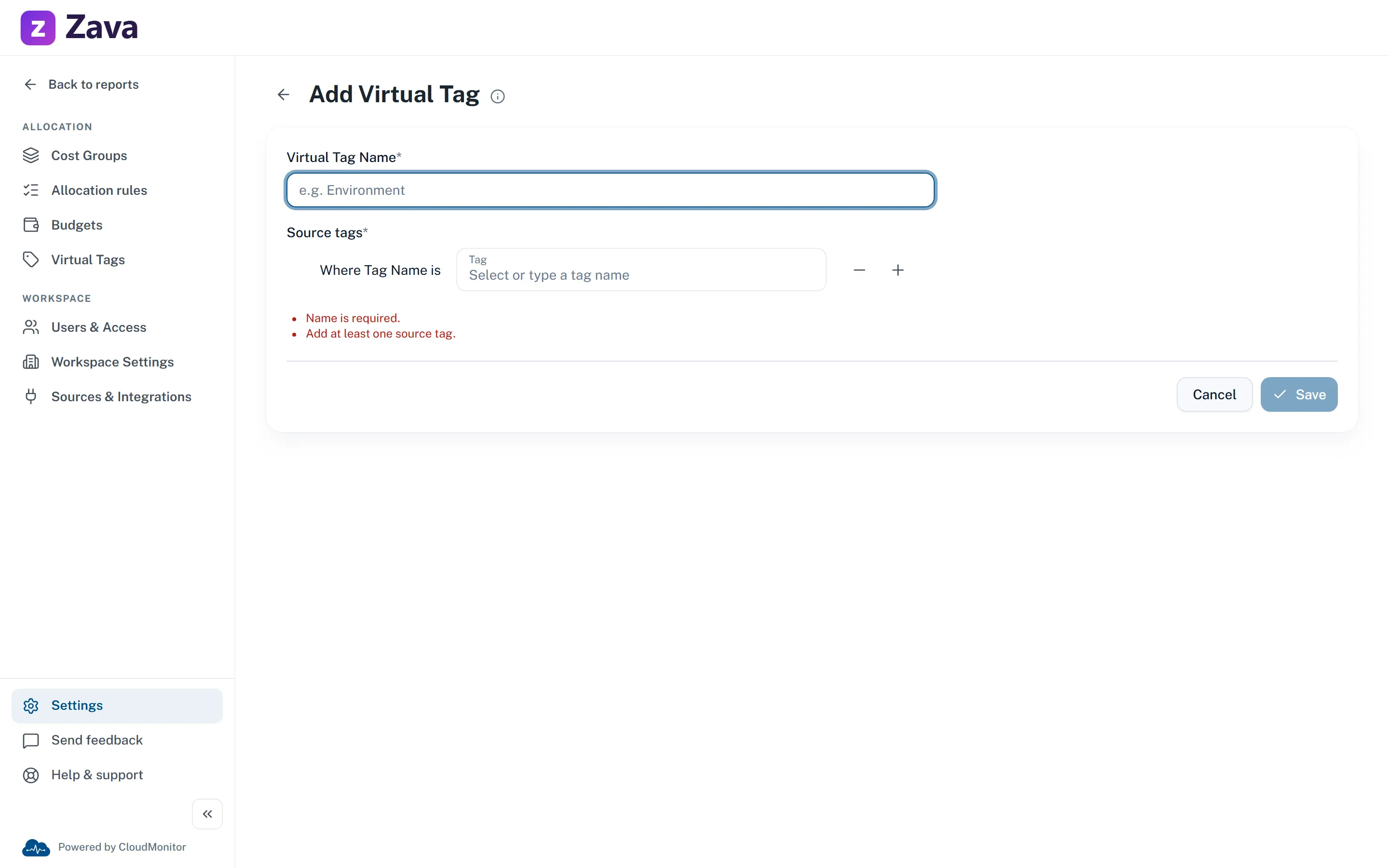 The virtual tag editor mapping several source tag names onto one reporting tag with Where and OR rows
